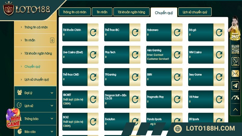 Chuyển quỹ để rút tiền thành công
